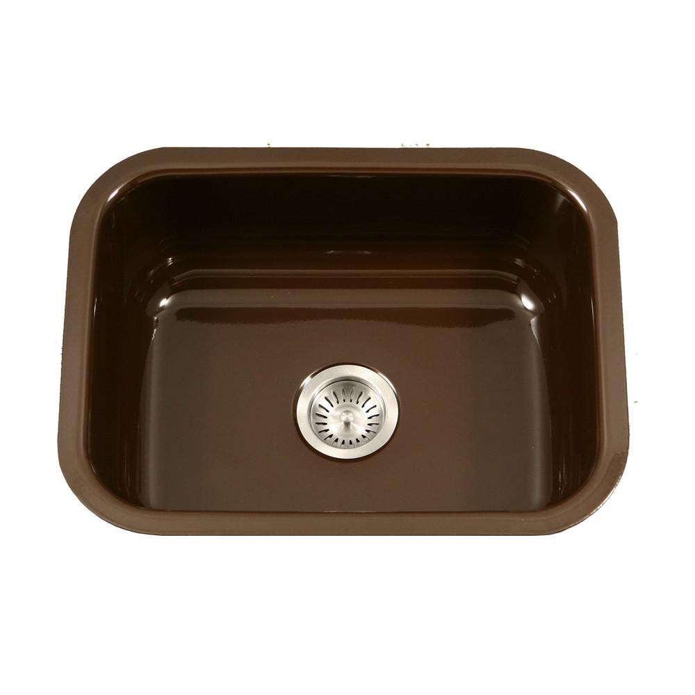 Houzer ES Porcela Series Porcelain Enamel Steel Undermount Single Bowl Kitchen Sink, Espresso Kitchen Sink - Undermount Houzer 