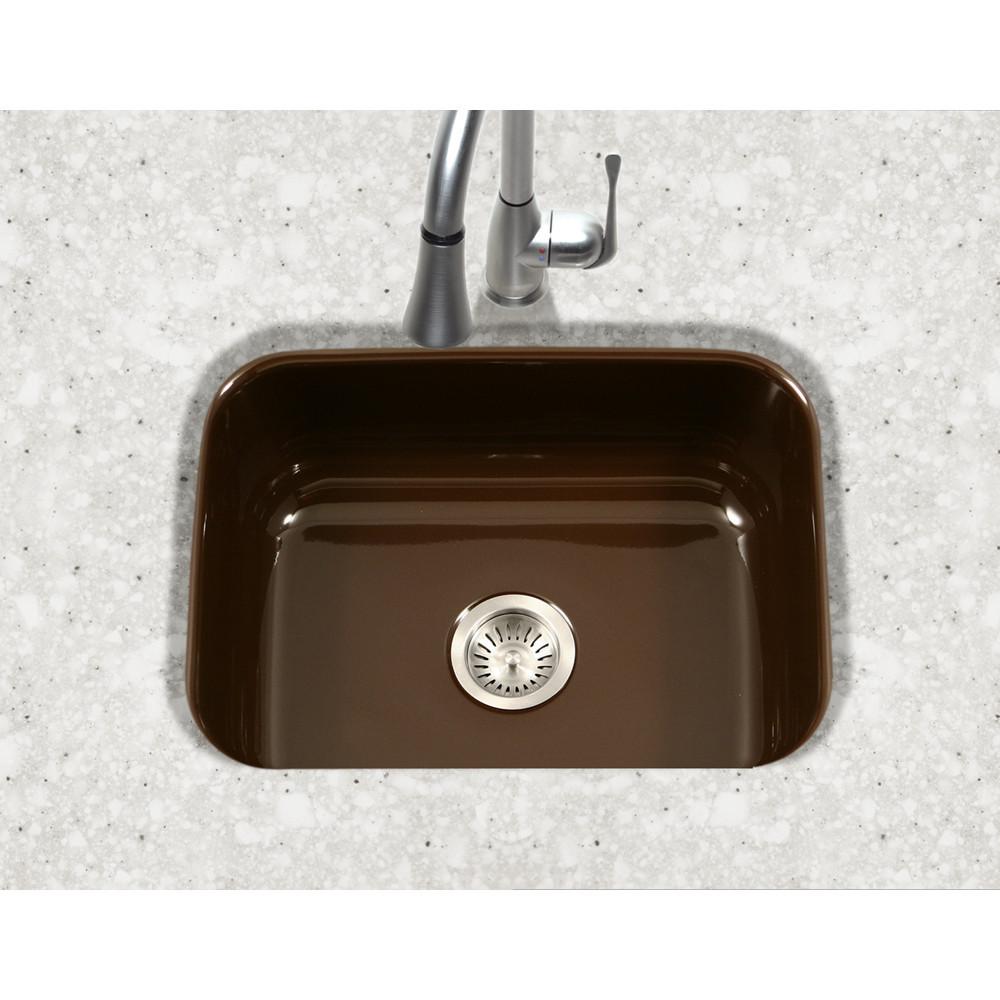 Houzer ES Porcela Series Porcelain Enamel Steel Undermount Single Bowl Kitchen Sink, Espresso Kitchen Sink - Undermount Houzer 