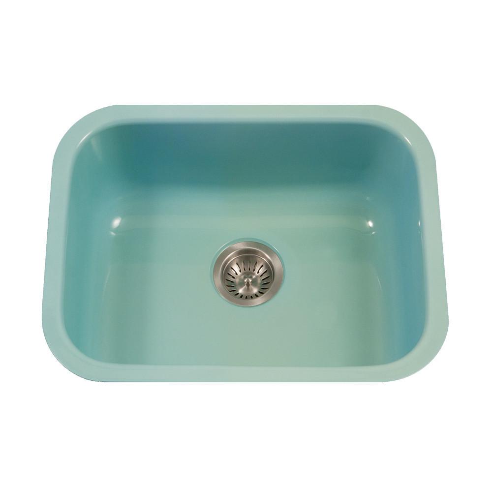 Houzer MT Porcela Series Porcelain Enamel Steel Undermount Single Bowl Kitchen Sink, Mint Kitchen Sink - Undermount Houzer 