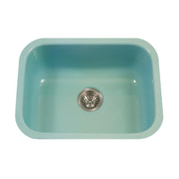 Thumbnail for Houzer MT Porcela Series Porcelain Enamel Steel Undermount Single Bowl Kitchen Sink, Mint Kitchen Sink - Undermount Houzer 
