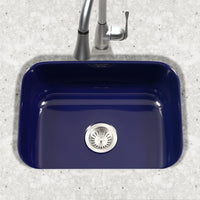 Thumbnail for Houzer NB Porcela Series Porcelain Enamel Steel Undermount Single Bowl Kitchen Sink, Navy Blue Kitchen Sink - Undermount Houzer 
