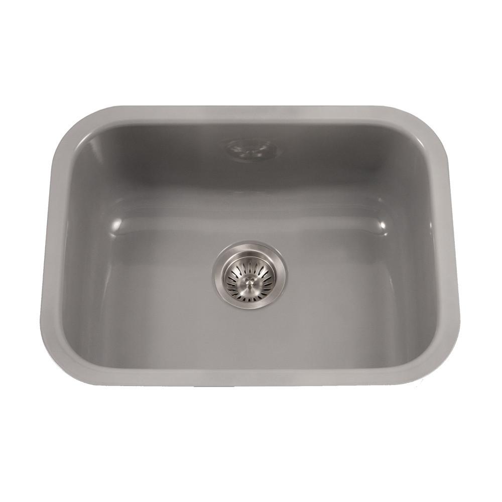 Houzer SL Porcela Series Porcelain Enamel Steel Undermount Single Bowl Kitchen Sink, Slate Kitchen Sink - Undermount Houzer 