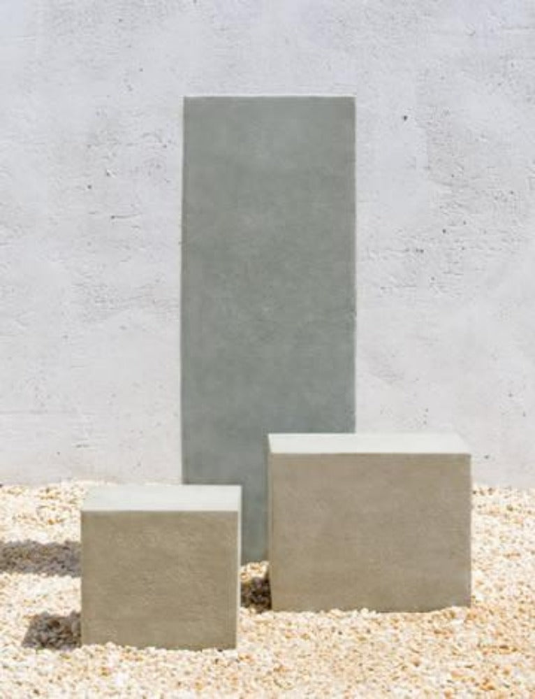 Campania International Cast Stone Short Square Textured Pedestal Urn/Planter Campania International 