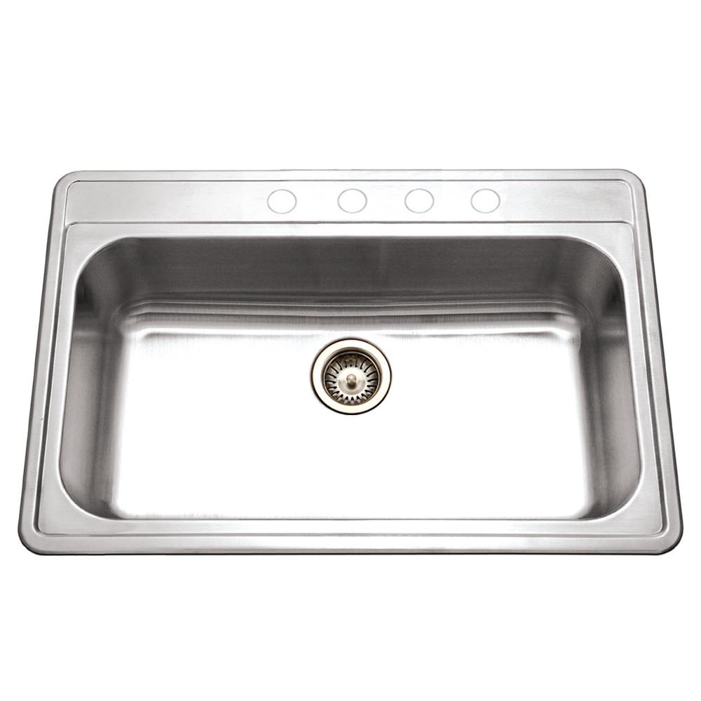 Houzer Premiere Gourmet Series Topmount Stainless Steel 4-Hole Large Single Bowl Kitchen Sink Kitchen Sink - Topmount Houzer 