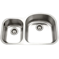 Thumbnail for Houzer Eston Series Undermount Stainless Steel 70/30 Double Bowl Kitchen Sink, Small Bowl Left, 16 Gauge Kitchen Sink - Undermount Houzer 