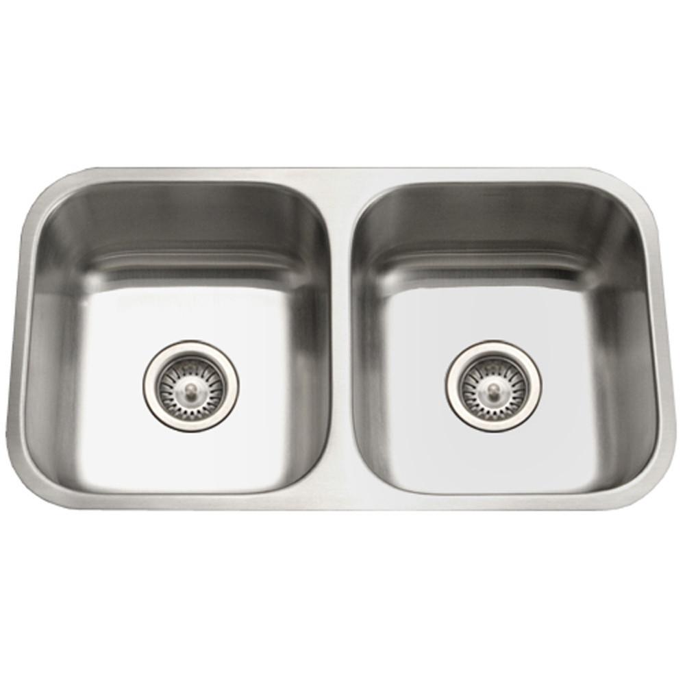 Houzer Eston Series Undermount Stainless Steel 50/50 Double Bowl Kitchen Sink, 16 Gauge Kitchen Sink - Undermount Houzer 