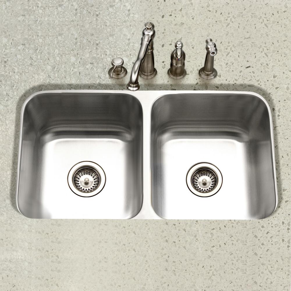 Houzer Eston Series Undermount Stainless Steel 50/50 Double Bowl Kitchen Sink, 16 Gauge Kitchen Sink - Undermount Houzer 