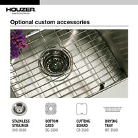 Thumbnail for Houzer Eston Series Undermount Stainless Steel 50/50 Double Bowl Kitchen Sink, 16 Gauge Kitchen Sink - Undermount Houzer 