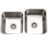 Thumbnail for Houzer Eston Series Undermount Stainless Steel 60/40 Double Bowl Sink 16 Gauge Kitchen Sink - Undermount Houzer 