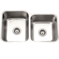 Thumbnail for Houzer Eston Series Undermount Stainless Steel 60/40 Double Bowl 16 Gauge Kitchen Sink - Undermount Houzer 