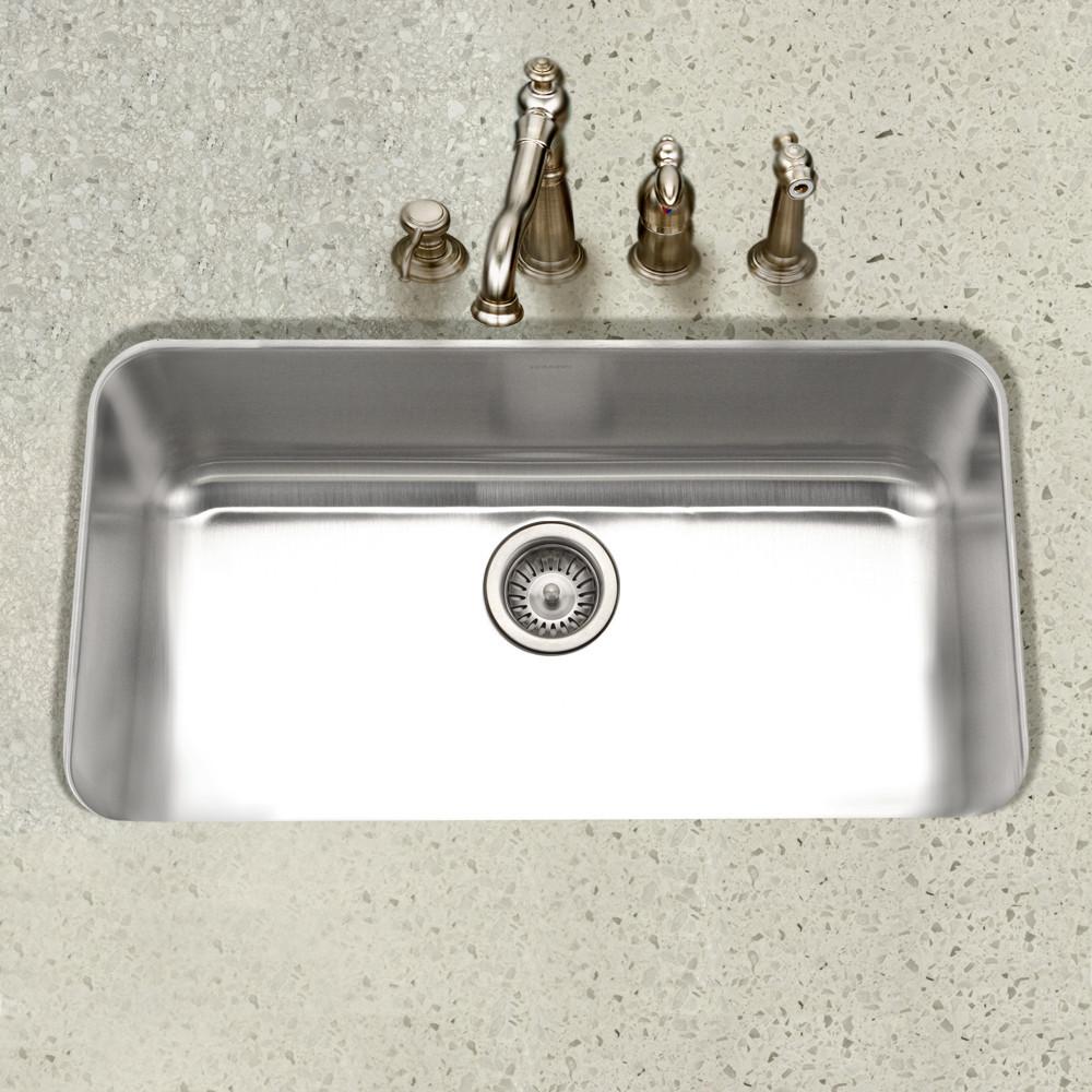 Houzer Eston Series Undermount Stainless Steel Large Single Bowl Kitchen Sink, 16 Gauge Kitchen Sink - Undermount Houzer 