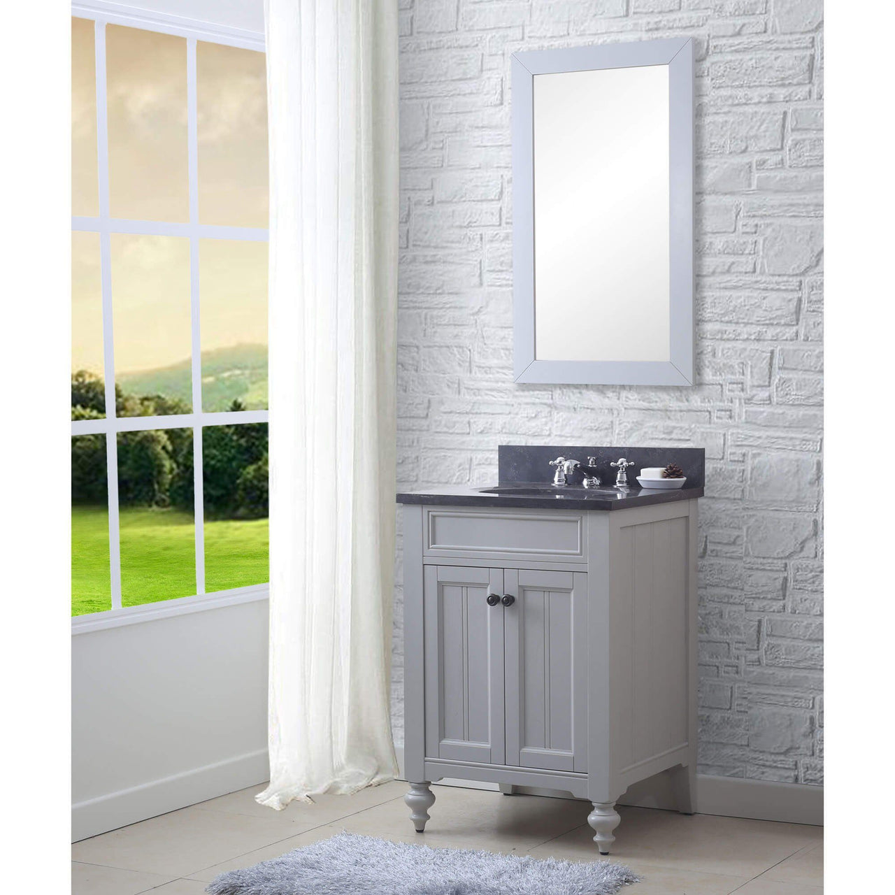 POTENZA 24" Earl Grey Single Sink Bathroom Vanity And Faucet Vanity Water Creation 