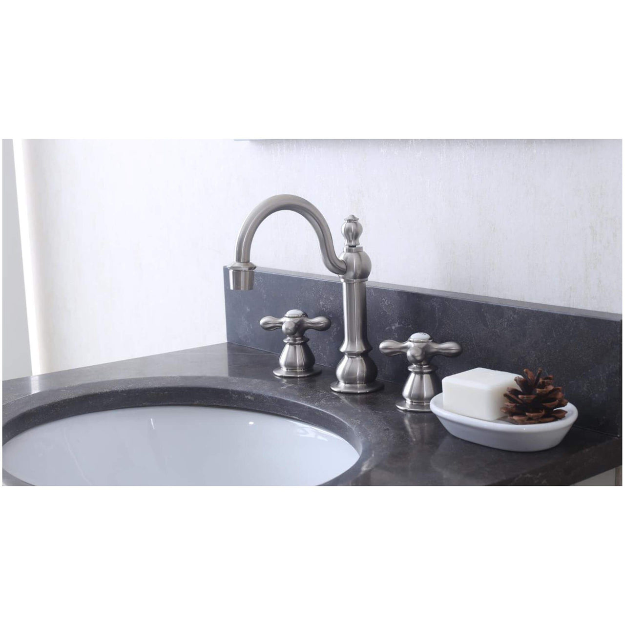 POTENZA 24" Earl Grey Single Sink Bathroom Vanity With Framed Mirror And Faucet Vanity Water Creation 