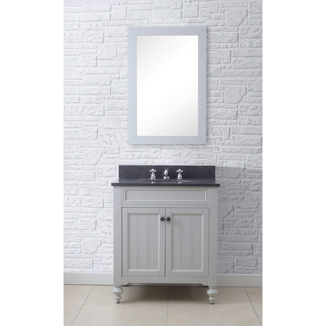 POTENZA 30" Earl Grey Single Sink Bathroom Vanity With Matching Framed Mirror Vanity Water Creation 