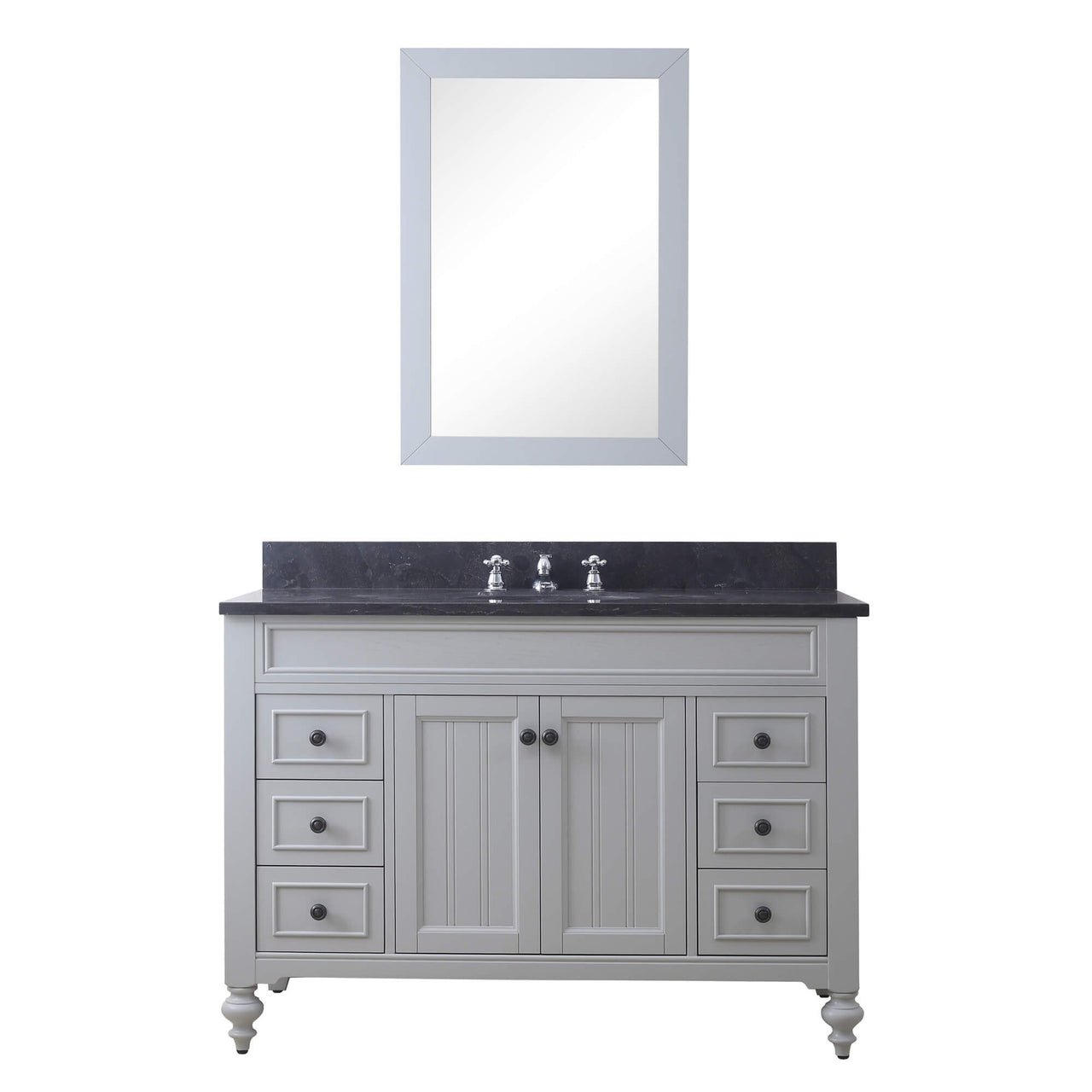 POTENZA 48" Earl Grey Single Sink Bathroom Vanity With Framed Mirror And Faucet Vanity Water Creation 