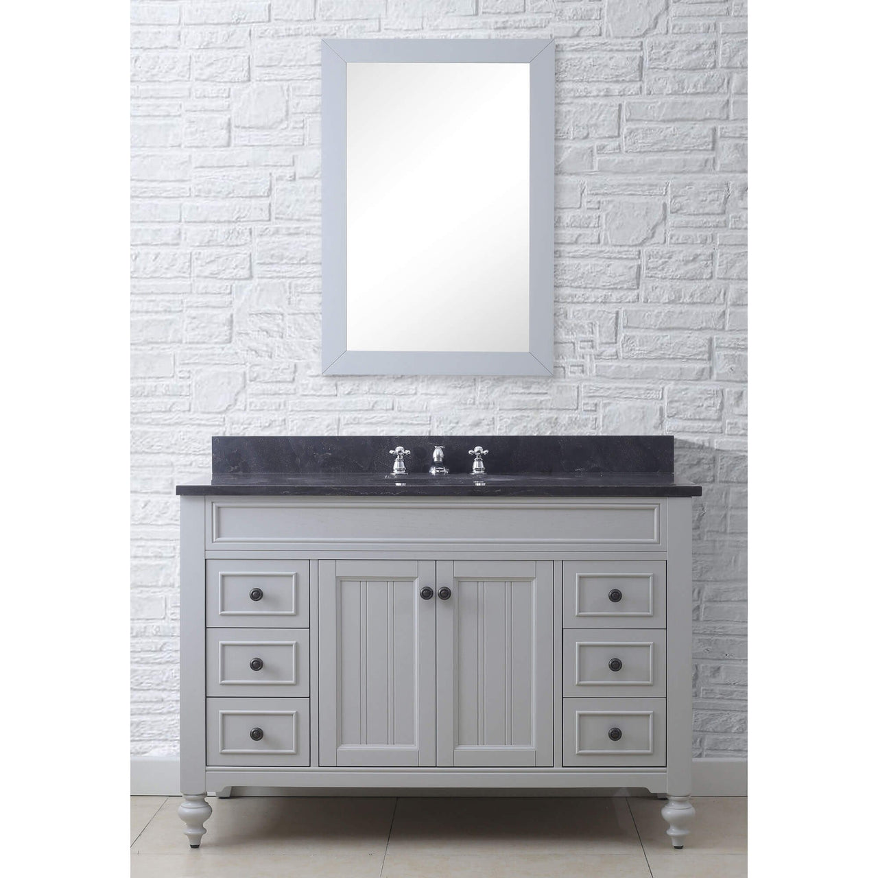 POTENZA 48" Earl Grey Single Sink Bathroom Vanity With Matching Framed Mirror Vanity Water Creation 