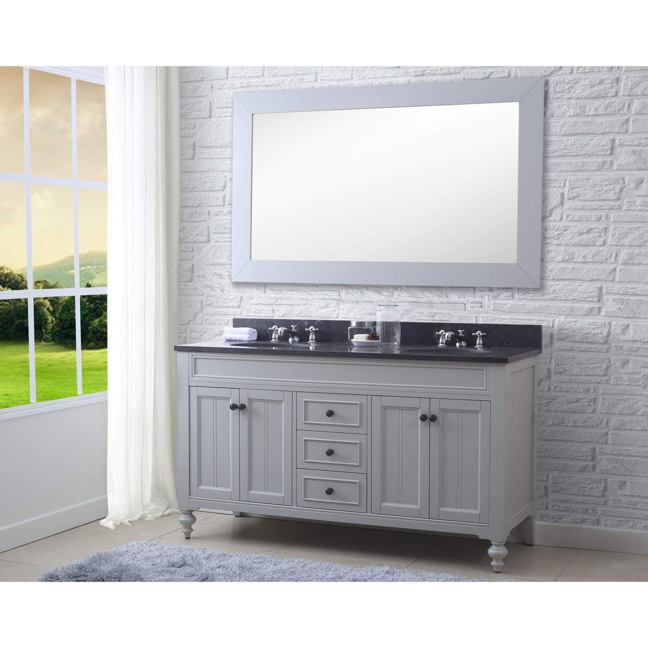 POTENZA 60" Earl Grey Double Sink Bathroom Vanity Only Vanity Water Creation 