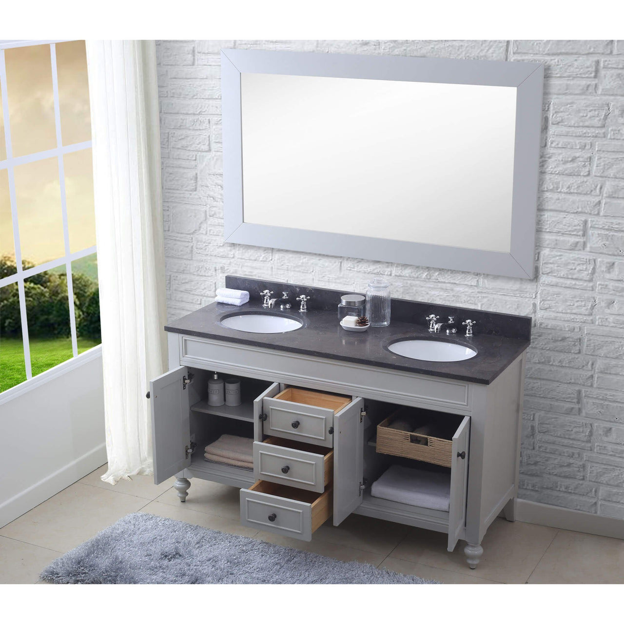 POTENZA 60" Earl Grey Double Sink Bathroom Vanity Only Vanity Water Creation 