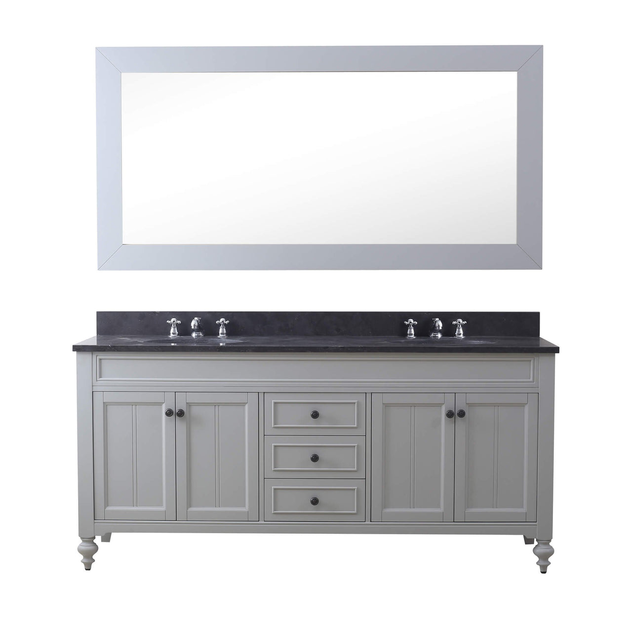 POTENZA 72" Earl Grey Double Sink Bathroom Vanity With Framed Mirror And Faucets Vanity Water Creation 