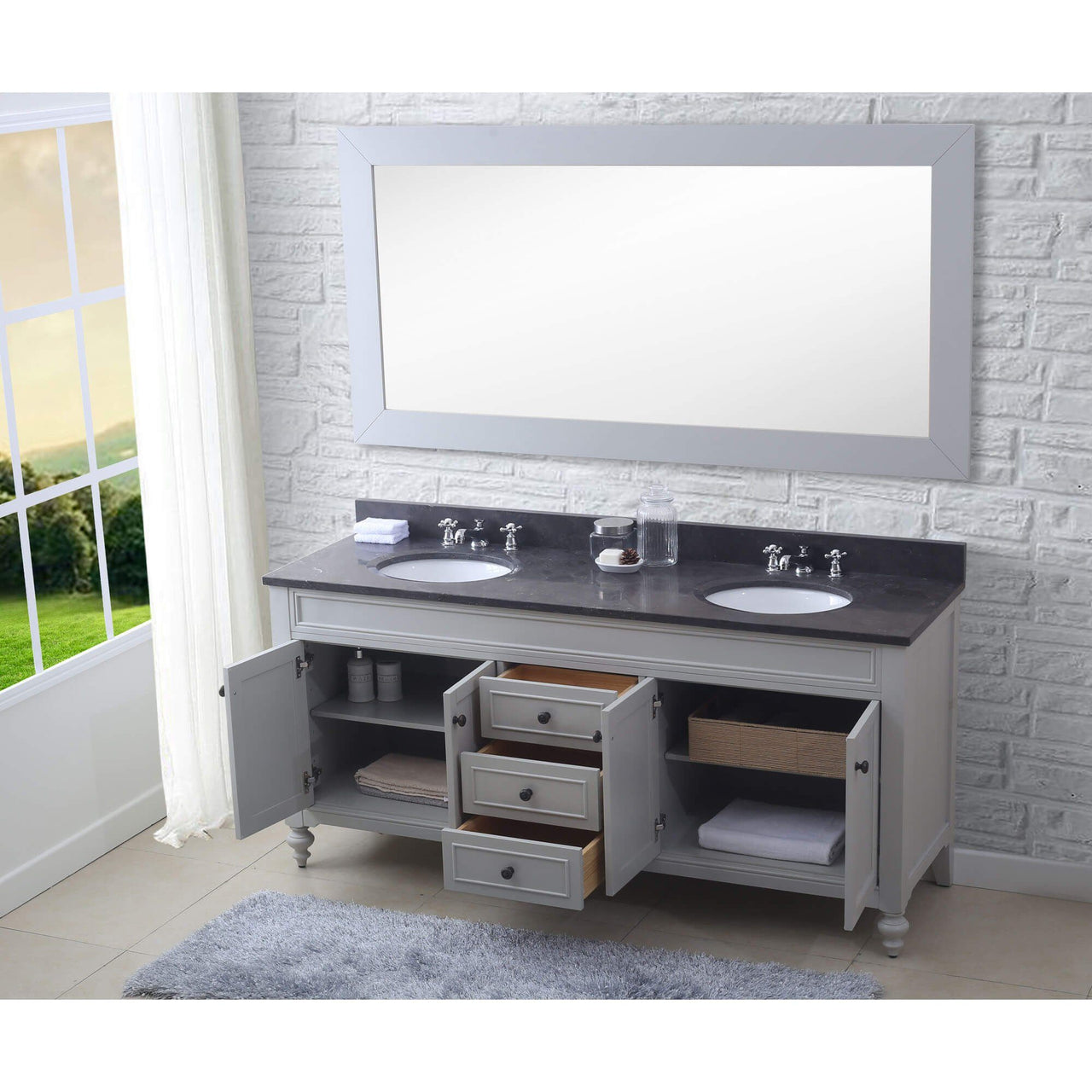POTENZA 72" Earl Grey Double Sink Bathroom Vanity Only Vanity Water Creation 