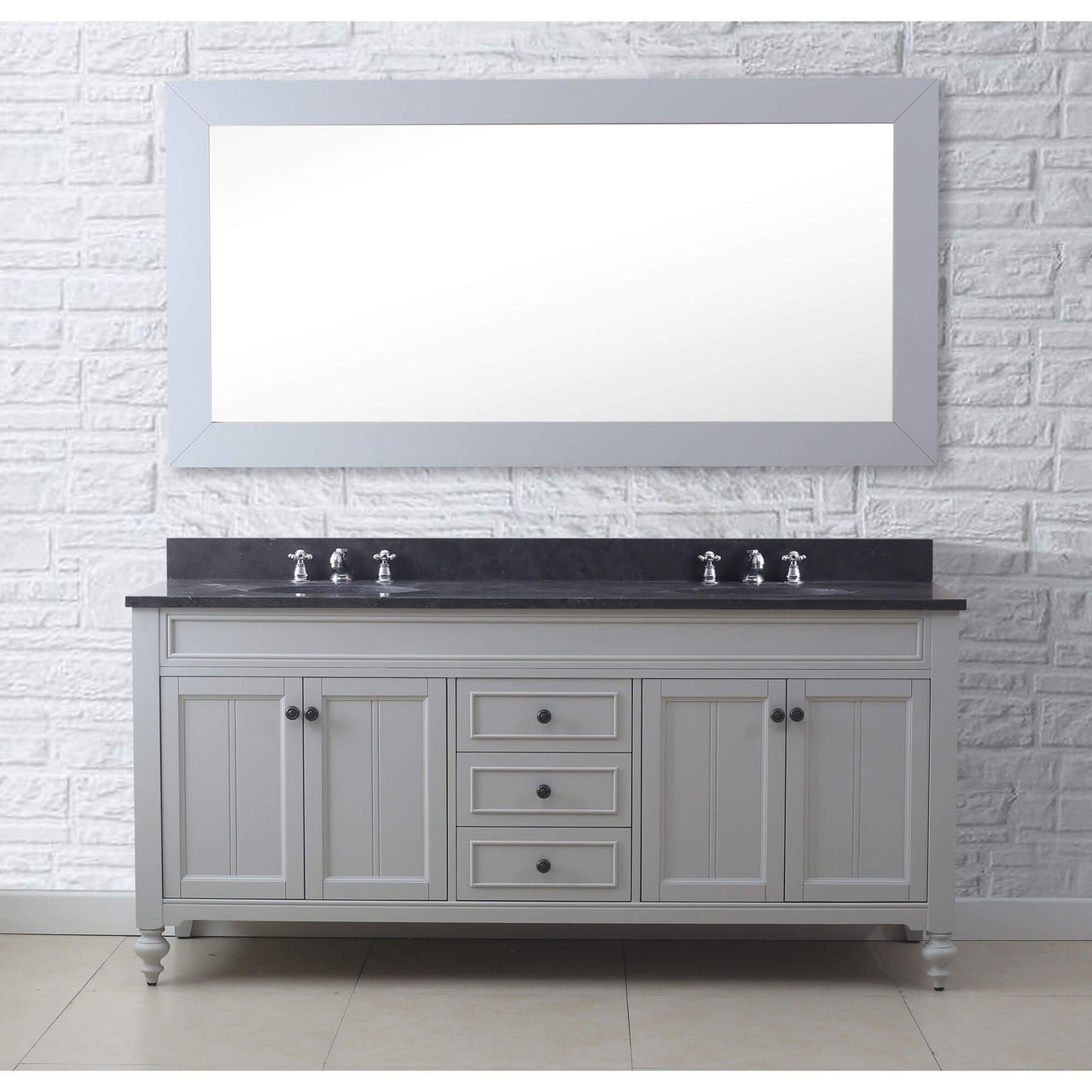 POTENZA 72" Earl Grey Double Sink Bathroom Vanity And Faucets Vanity Water Creation 