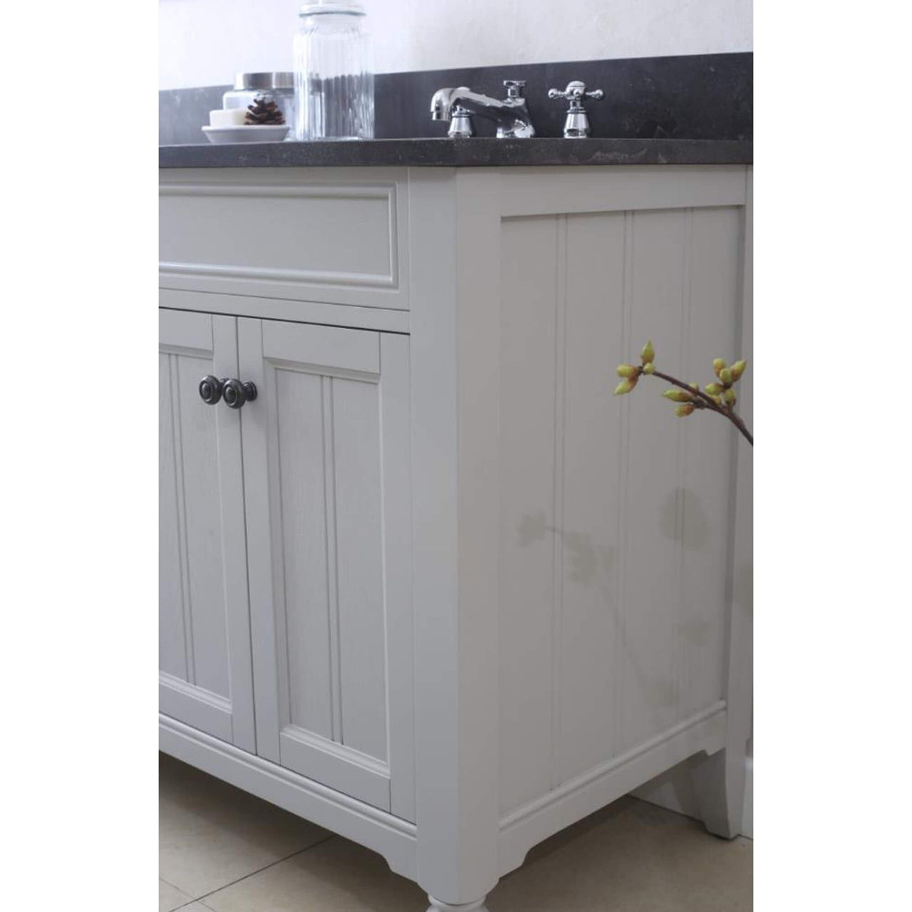 POTENZA 72" Earl Grey Double Sink Bathroom Vanity With Framed Mirror And Faucets Vanity Water Creation 