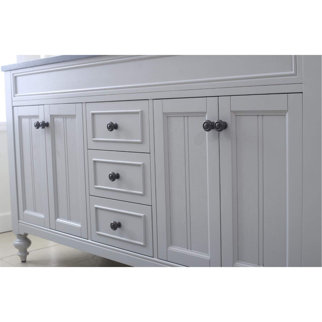 POTENZA 72" Earl Grey Double Sink Bathroom Vanity With Framed Mirror And Faucets Vanity Water Creation 