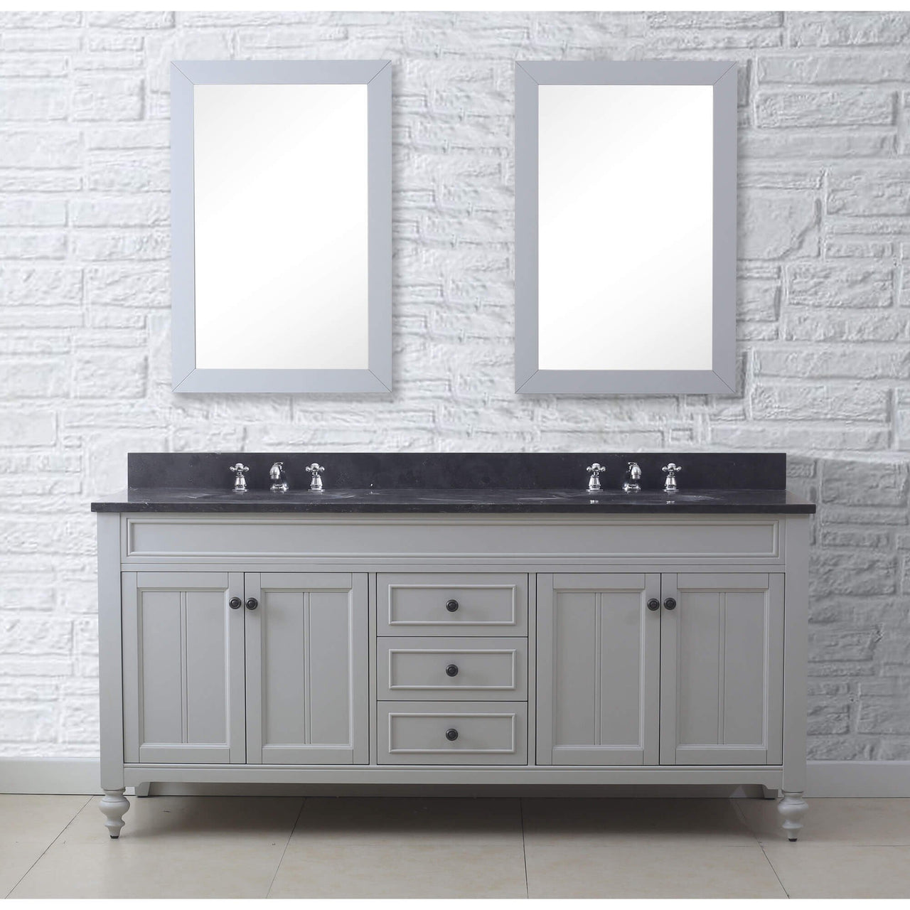 POTENZA 60" Earl Grey Double Sink Vanity With 2 Framed Mirrors And Faucets Vanity Water Creation 