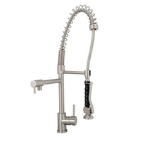 Thumbnail for Virtu USA PSK-1006-BN Torlan Brushed Nickel Single Handle Faucet Kitchen Faucet Virtu USA 
