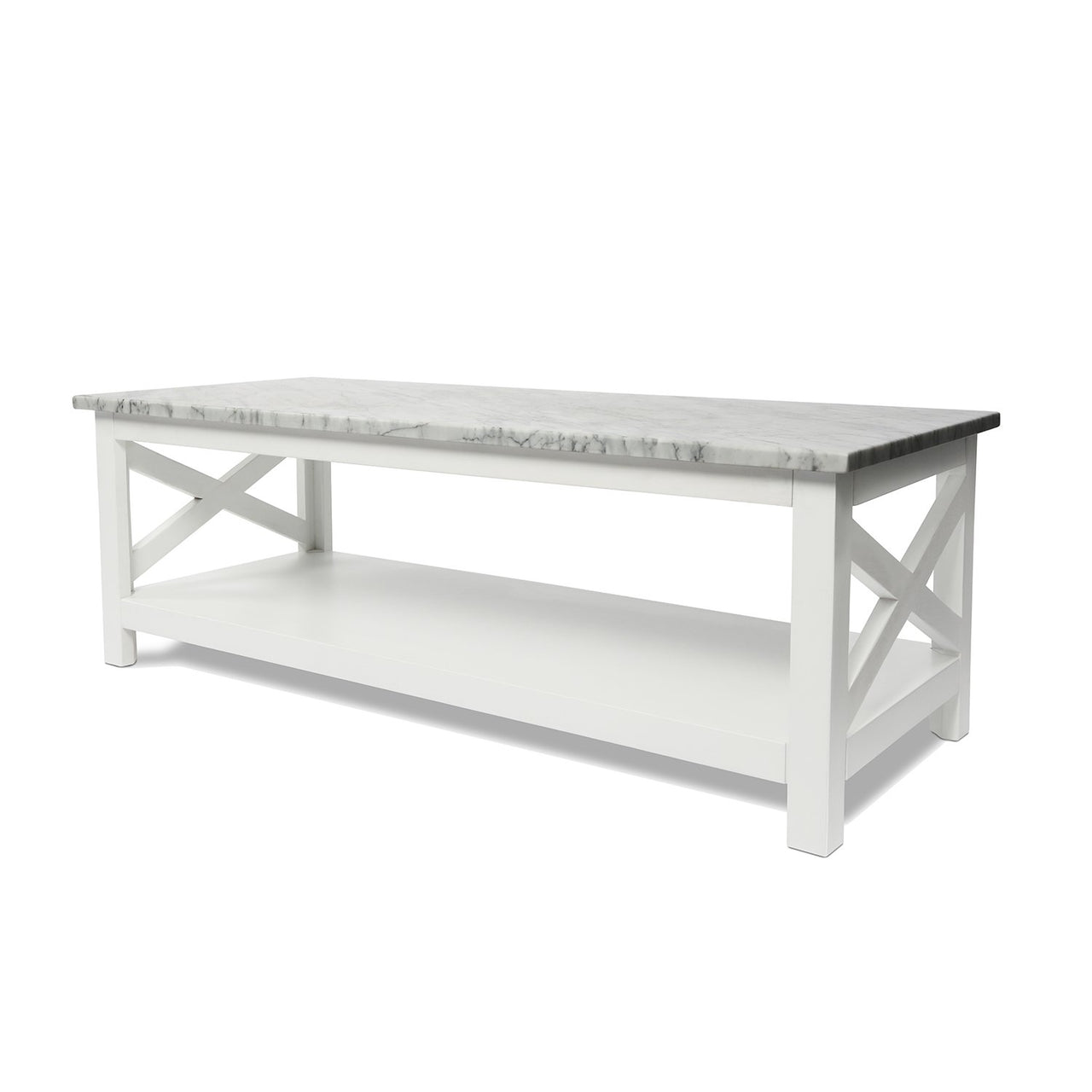 Agatha 44" Rectangular Italian Carrara White Marble Coffee Table with Color Solid Wood Legs Writing Desk The Bianco Collection 