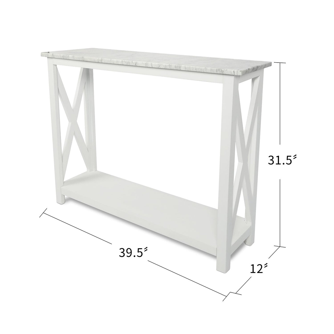 Agatha 39" Rectangular Italian Carrara White Marble Console Table with Color Solid Wood Legs Writing Desk The Bianco Collection 