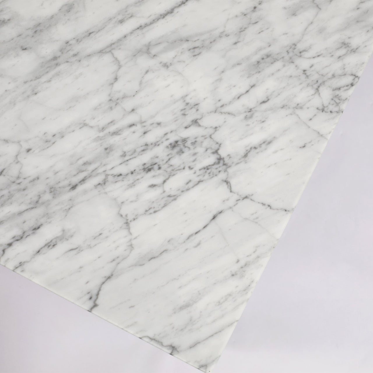 Agatha 44" Rectangular Italian Carrara White Marble Coffee Table with Color Solid Wood Legs Writing Desk The Bianco Collection 