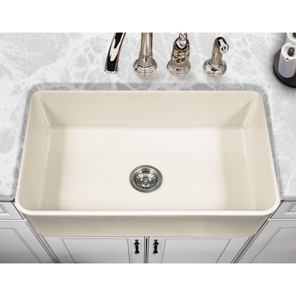 Houzer BQ Platus Series 33-Inch Apron-Front Fireclay Single Bowl Kitchen Sink, Biscuit Kitchen Sink - Apron Front Houzer 