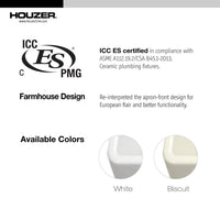 Thumbnail for Houzer WH Platus Series 33-Inch Apron-Front Fireclay Single Bowl Kitchen Sink, White Kitchen Sink - Apron Front Houzer 