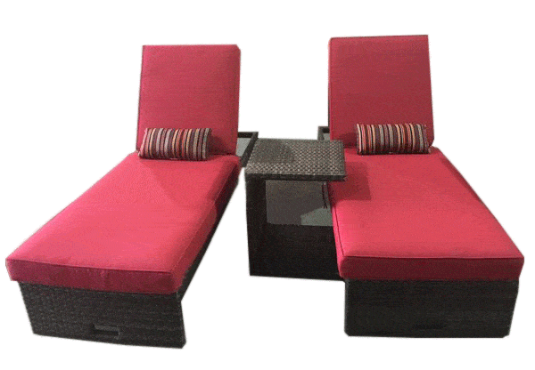 Panorama Red Chaise Lounge Set Of 3 Outdoor Furniture Tuscan 