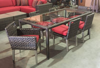 Thumbnail for Panorama Red Dining Set Of 7 Outdoor Furniture Tuscan 