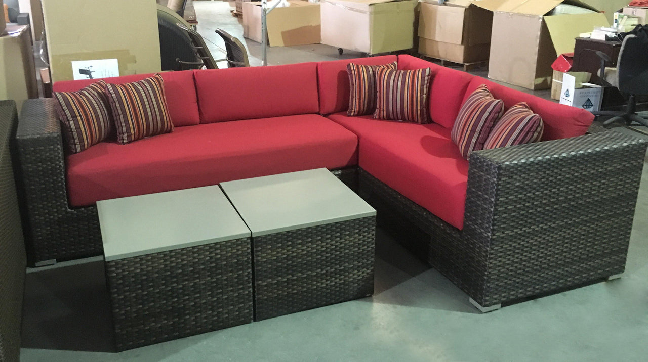 Panorama Red Sectional With Tables Outdoor Furniture Tuscan 
