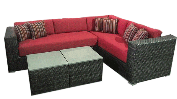 Panorama Red Sectional With Tables Outdoor Furniture Tuscan 