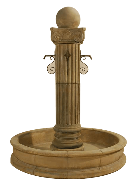 Pantheon Outdoor Cast Stone Garden Fountain W/ Ball For Rustic Spouts Fountain Tuscan 