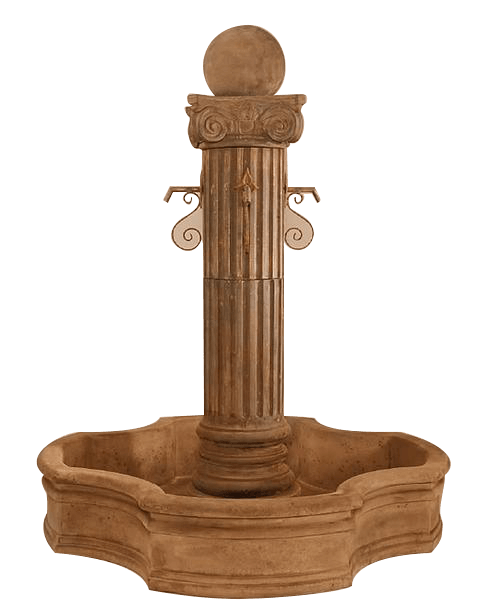Pantheon Outdoor Cast Stone Garden Fountain W/ Monaco Pond & Ball For Rustic Spouts Fountain Tuscan 