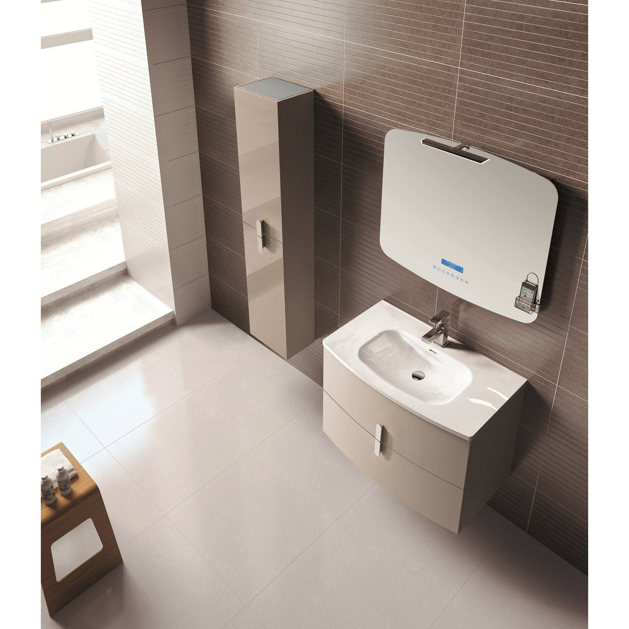 Eviva Cali 39" Wall Mount Brown Modern Bathroom Vanity 2 Functioning Drawers Vanity Eviva 