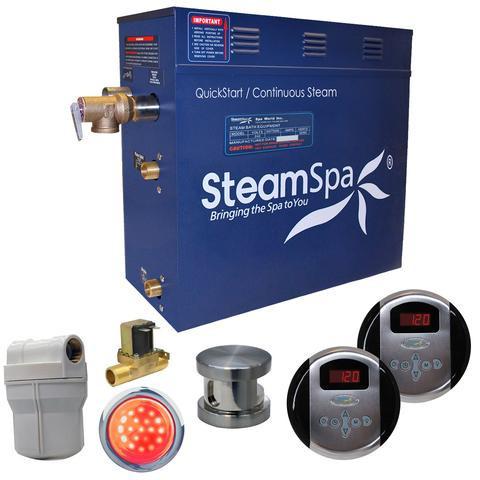 SteamSpa Royal 7.5 KW QuickStart Acu-Steam Bath Generator Package with Built-in Auto Drain in Brushed Nickel Steam Generators SteamSpa 