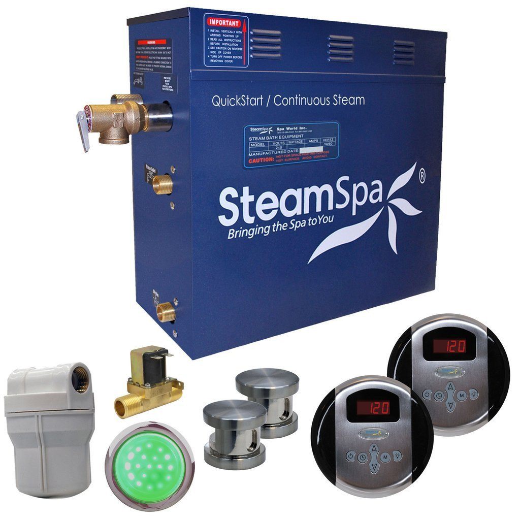 SteamSpa RY1050BN-A Royal 10.5 KW QuickStart Acu-Steam Bath Generator Package with Built-in Auto Drain in Brushed Nickel Steam Generators SteamSpa 