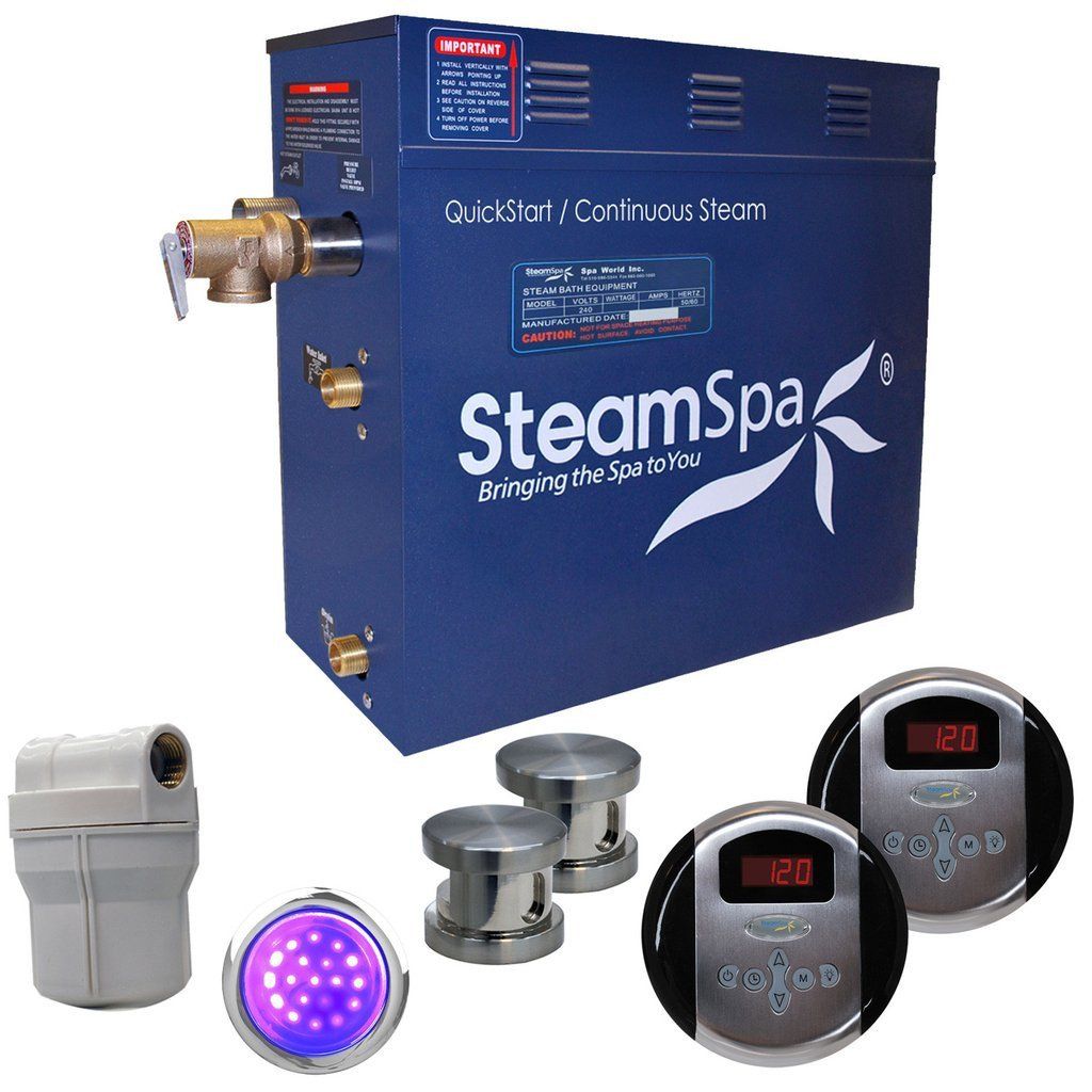 SteamSpa Royal 12 KW QuickStart Acu-Steam Bath Generator Package in Brushed Nickel Steam Generators SteamSpa 