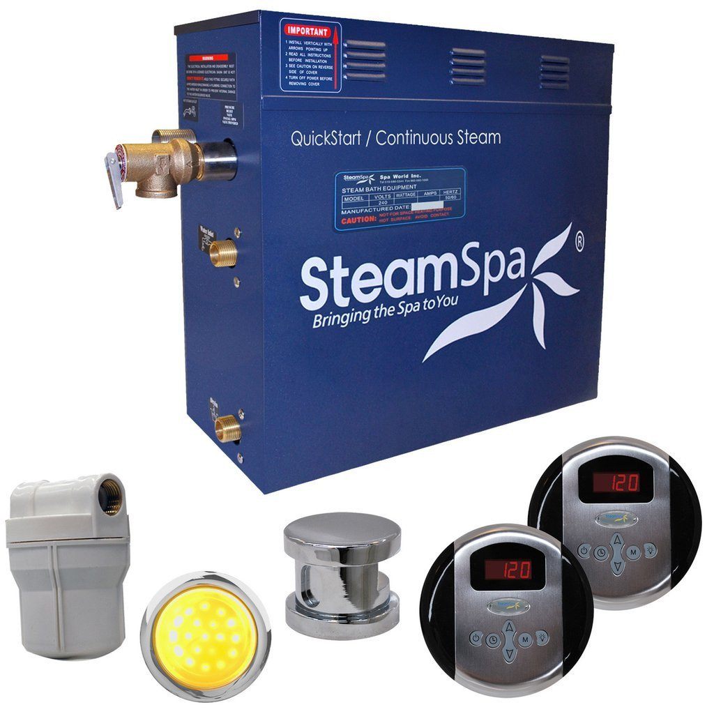 SteamSpa Royal 7.5 KW QuickStart Acu-Steam Bath Generator Package in Brushed Nickel Steam Generators SteamSpa 