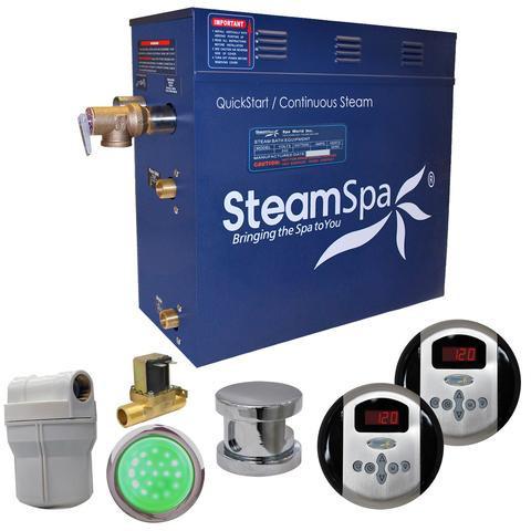 SteamSpa RY450CH-A Royal 4.5 KW QuickStart Acu-Steam Bath Generator Package with Built-in Auto Drain in Polished Chrome Steam Generators SteamSpa 