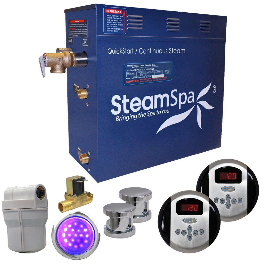 SteamSpa RY1050CH-A Royal 10.5 KW QuickStart Acu-Steam Bath Generator Package with Built-in Auto Drain in Polished Chrome Steam Generators SteamSpa 