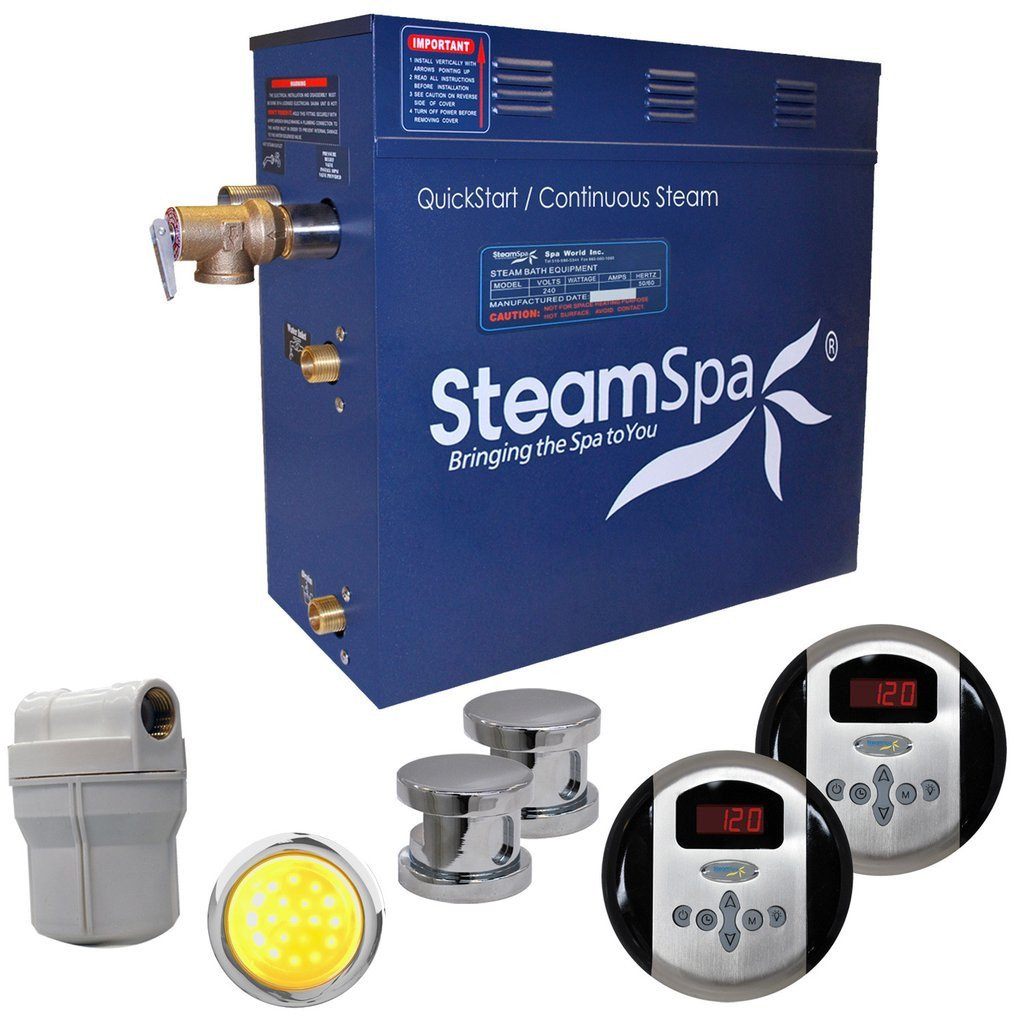 SteamSpa RY1050CH Royal 10.5 KW QuickStart Acu-Steam Bath Generator Package in Polished Chrome Steam Generators SteamSpa 