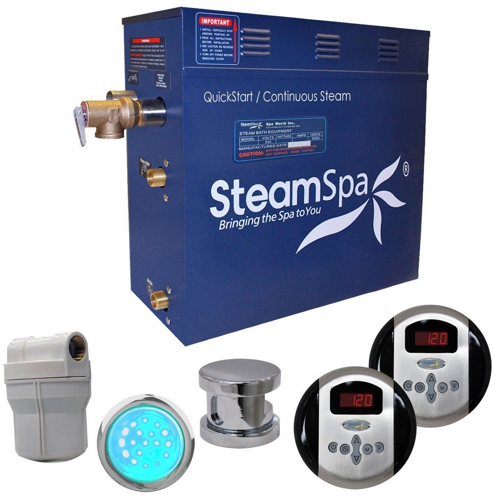 SteamSpa RY450CH Royal 4.5 KW QuickStart Acu-Steam Bath Generator Package in Polished Chrome Steam Generators SteamSpa 