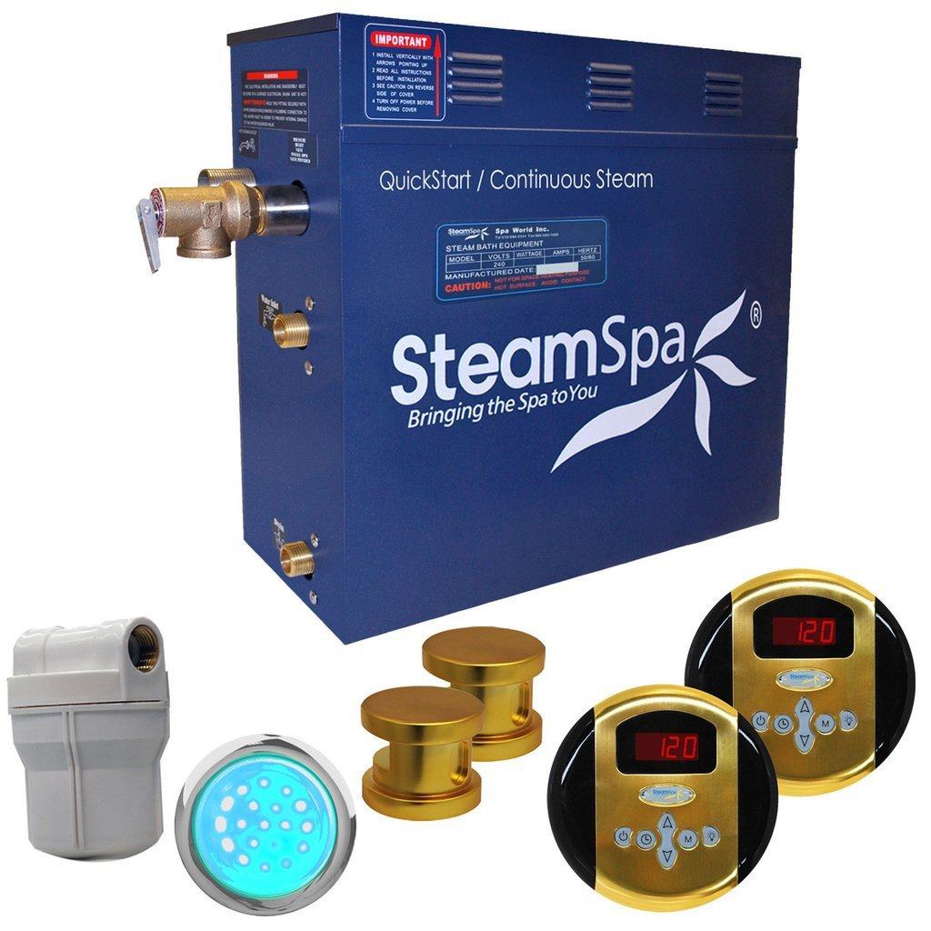 SteamSpa Royal 10.5 KW QuickStart Acu-Steam Bath Generator Package in Polished Gold Steam Generators SteamSpa 